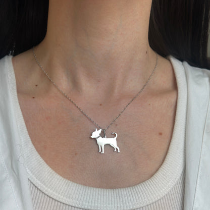 Sterling Silver Chihuahua Dog Pendant Necklace