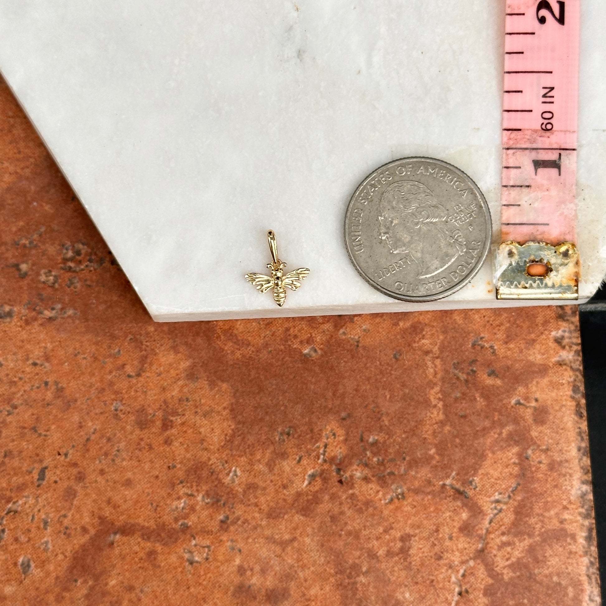 14KT Yellow Gold Honey Bee Detailed Small Pendant Charm - LSJ