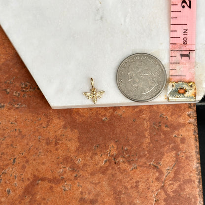 14KT Yellow Gold Honey Bee Detailed Small Pendant Charm - LSJ