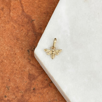 14KT Yellow Gold Honey Bee Detailed Small Pendant Charm - LSJ