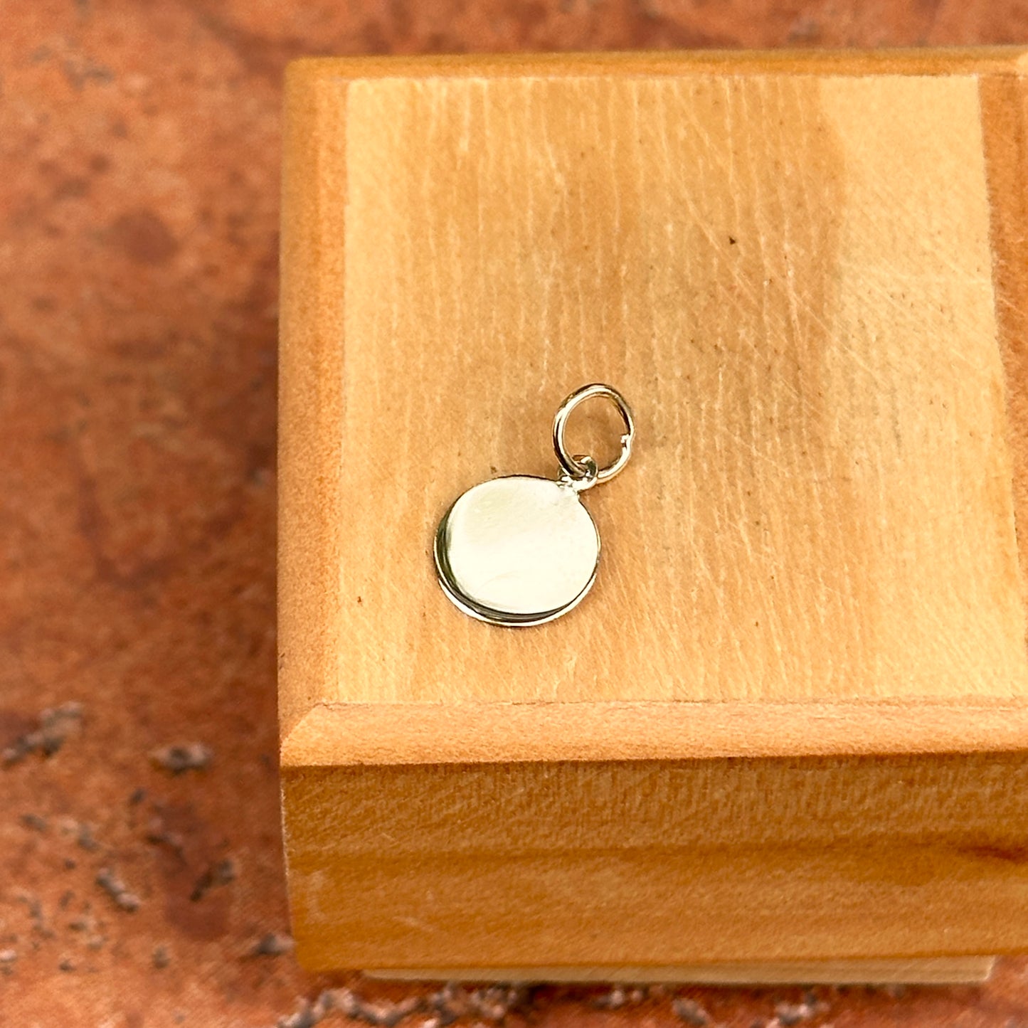 14KT Yellow Gold Mini Round Disc Plain Pendant Charm