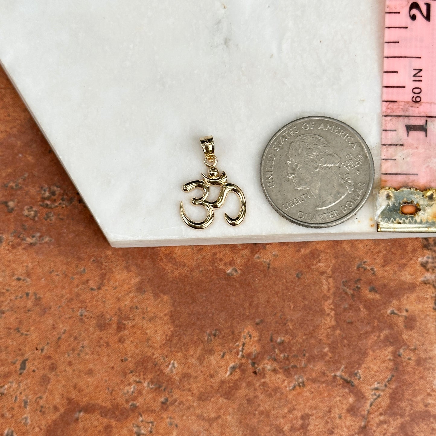 14KT Yellow Gold OM Symbol Charm Pendant