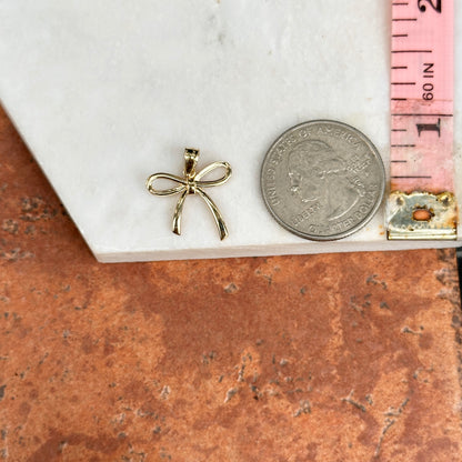14KT Yellow Gold Small Bow Ribbon Pendant Charm