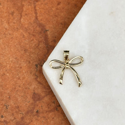 14KT Yellow Gold Small Bow Ribbon Pendant Charm