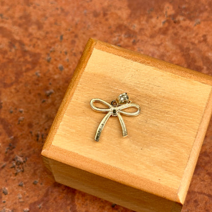 14KT Yellow Gold Small Bow Ribbon Pendant Charm