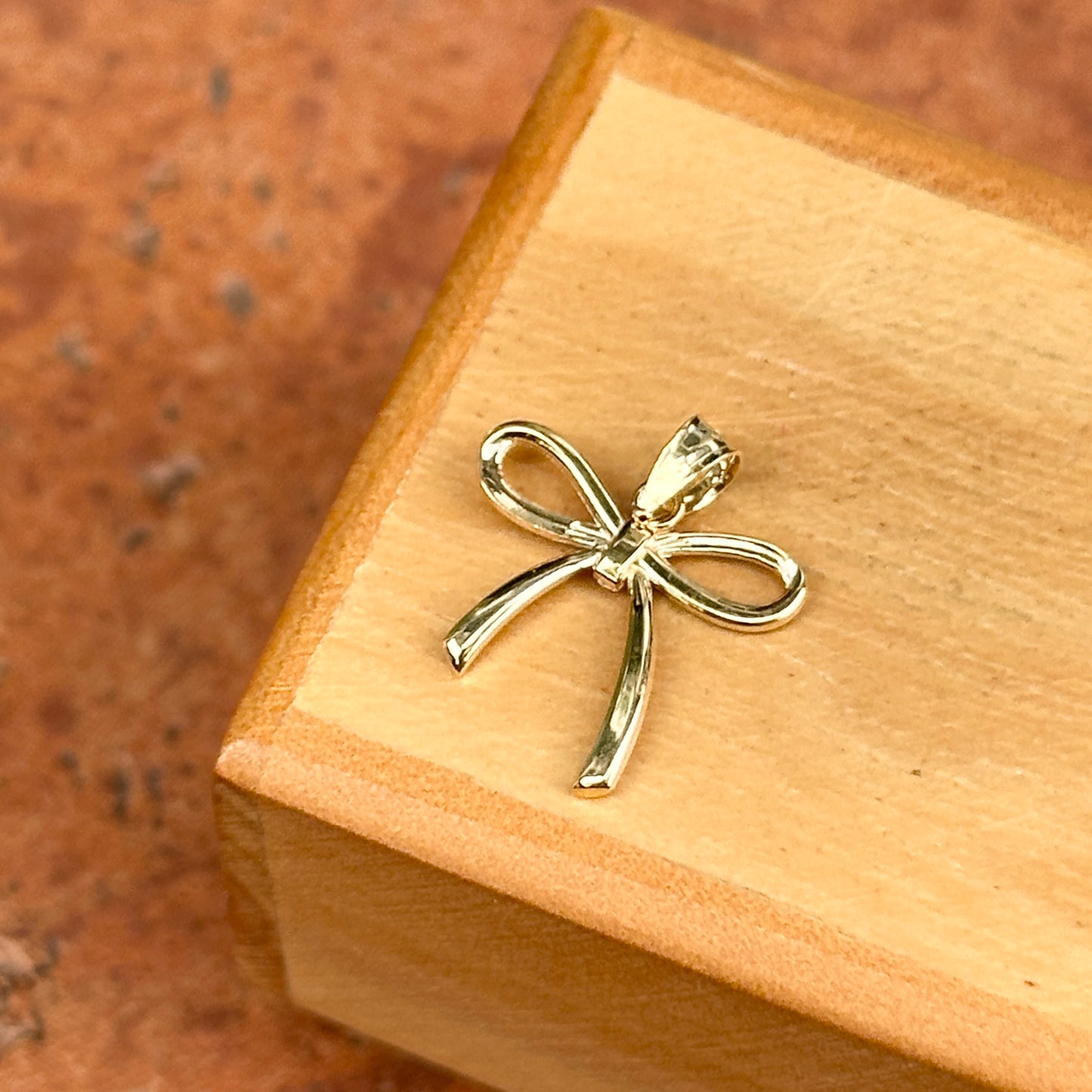 14KT Yellow Gold Small Bow Ribbon Pendant Charm