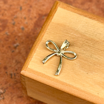 14KT Yellow Gold Small Bow Ribbon Pendant Charm