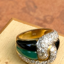 Load image into Gallery viewer, Estate 18KT Yellow Gold Black + Green Onyx, Pave Diamond Dome Ring