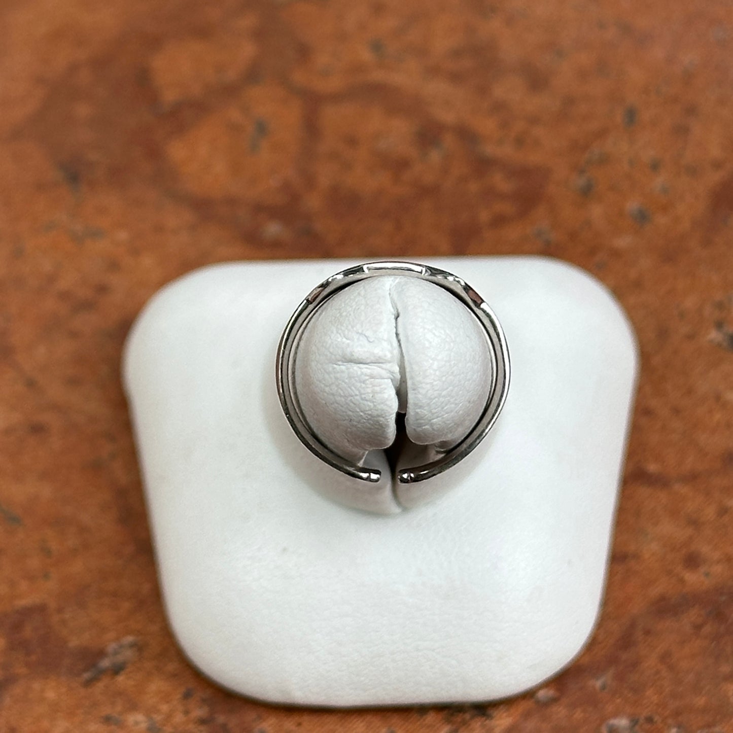 Sterling Silver + Black Enamel Cat Toe Ring Adjustable