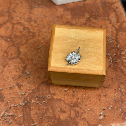 Sterling Silver Green Enamel Irish 4-Leaf Clover Pendant Charm