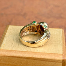 Load image into Gallery viewer, Estate 14KT Yellow Gold Byzantine Diamonds, Ruby, + Emerald Ring