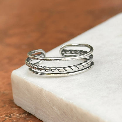 Sterling Silver Antiqued Twist Toe Ring