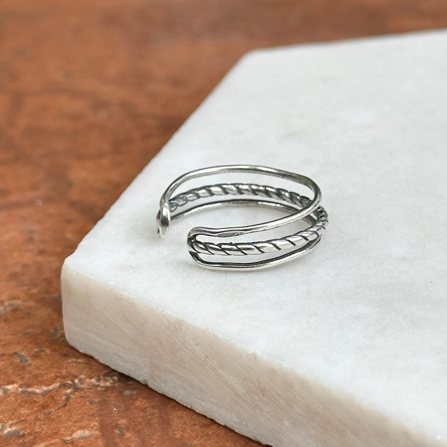 Sterling Silver Antiqued Twist Toe Ring
