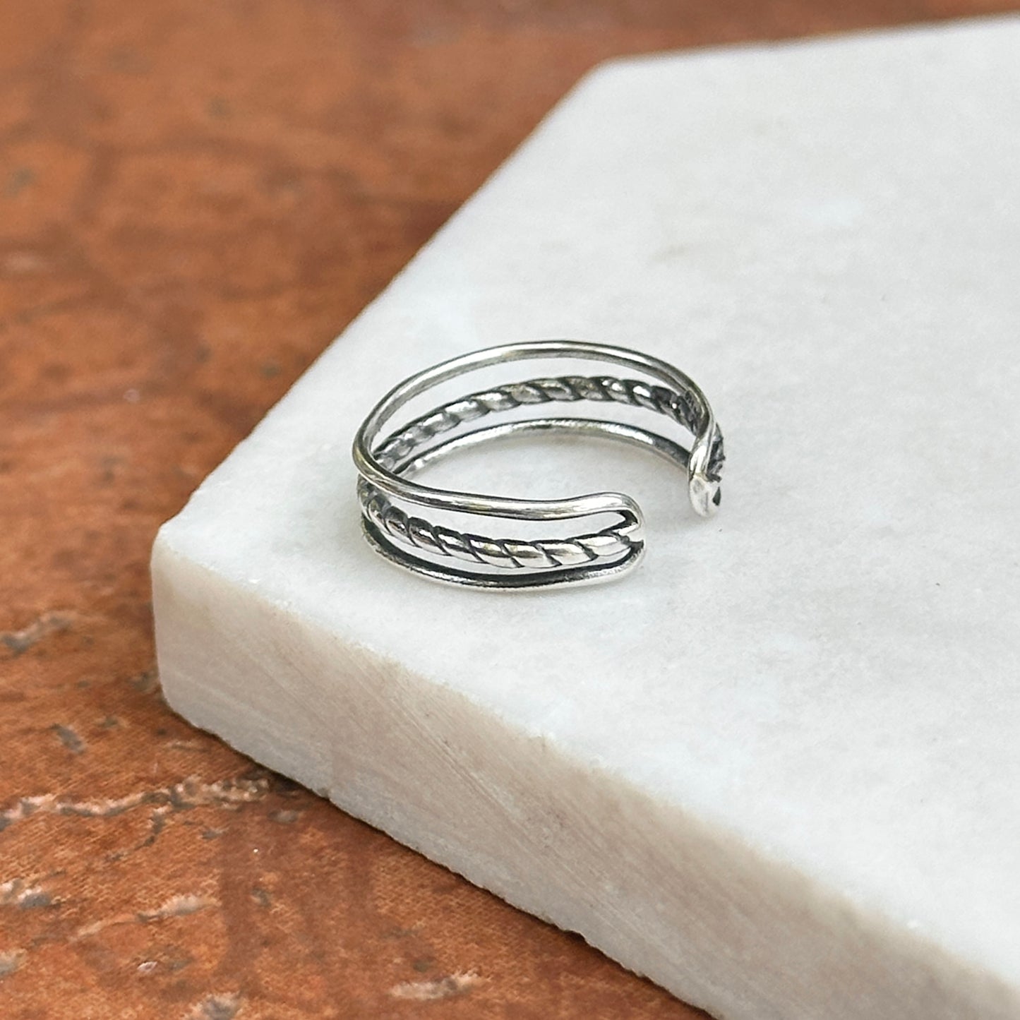 Sterling Silver Antiqued Twist Toe Ring