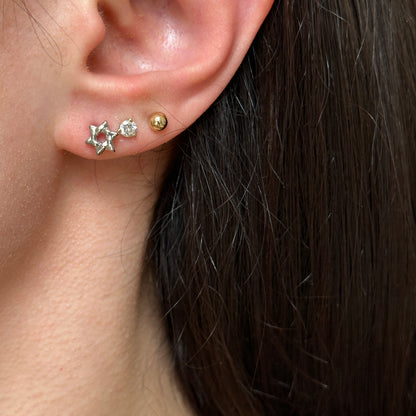 14KT White Gold Weave Star of David Stud Earrings