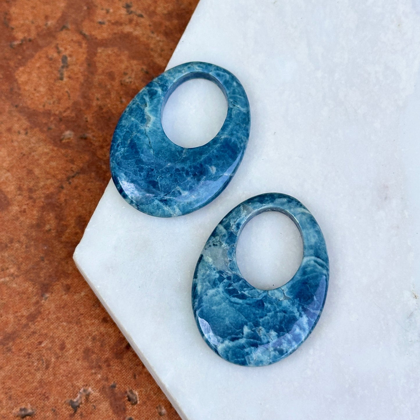 Dyed Blue Howlite Oval Gemstone Earring Charms