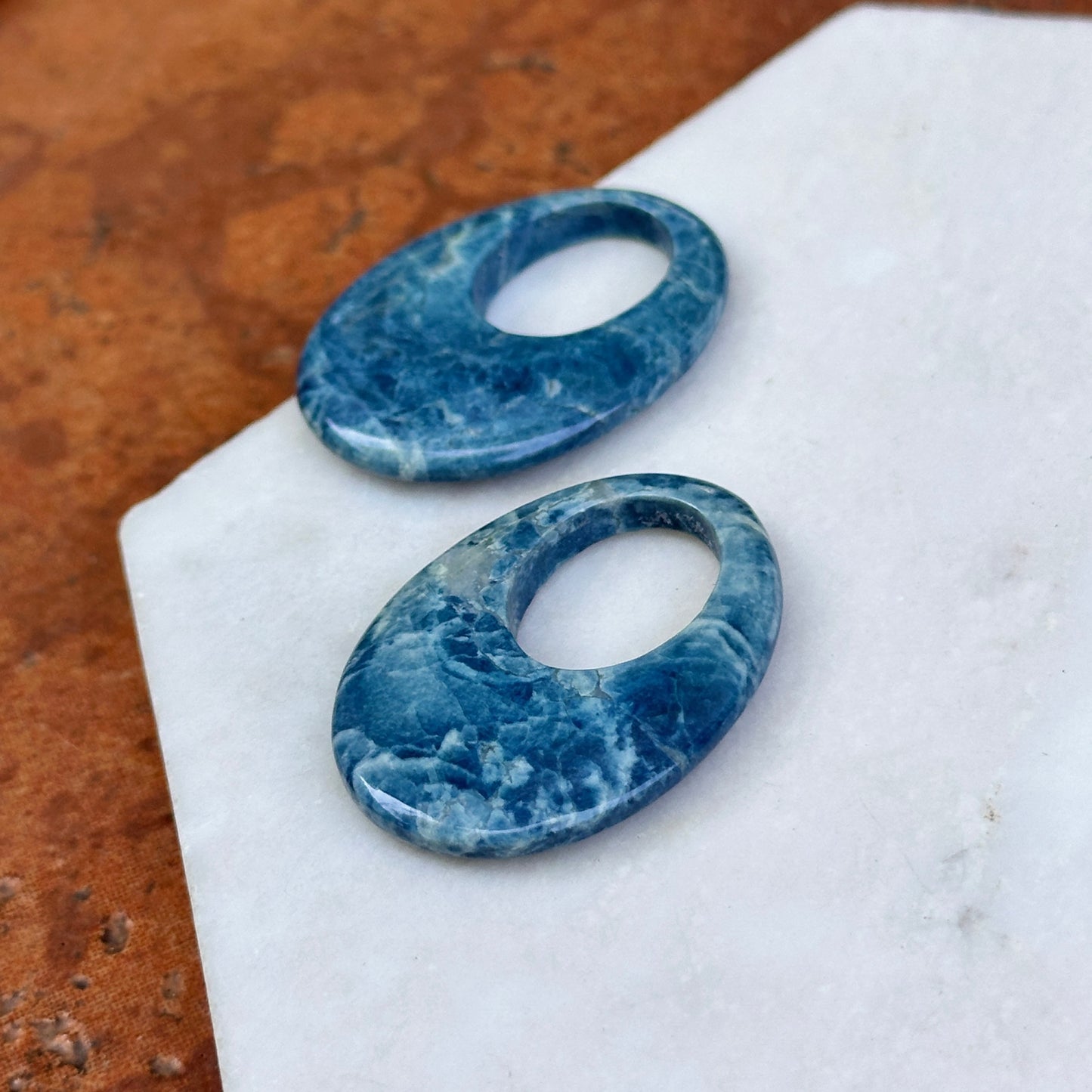 Dyed Blue Howlite Oval Gemstone Earring Charms