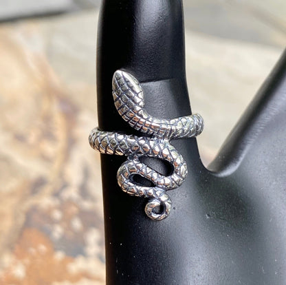 Sterling Silver Antiqued Snake Wrap-Around Bypass Toe Ring