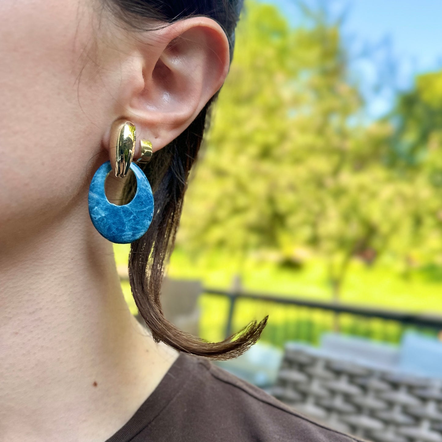 Dyed Blue Howlite Oval Gemstone Earring Charms