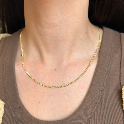 14KT Yellow Gold Solid 2.1mm Spiga Chain Necklace