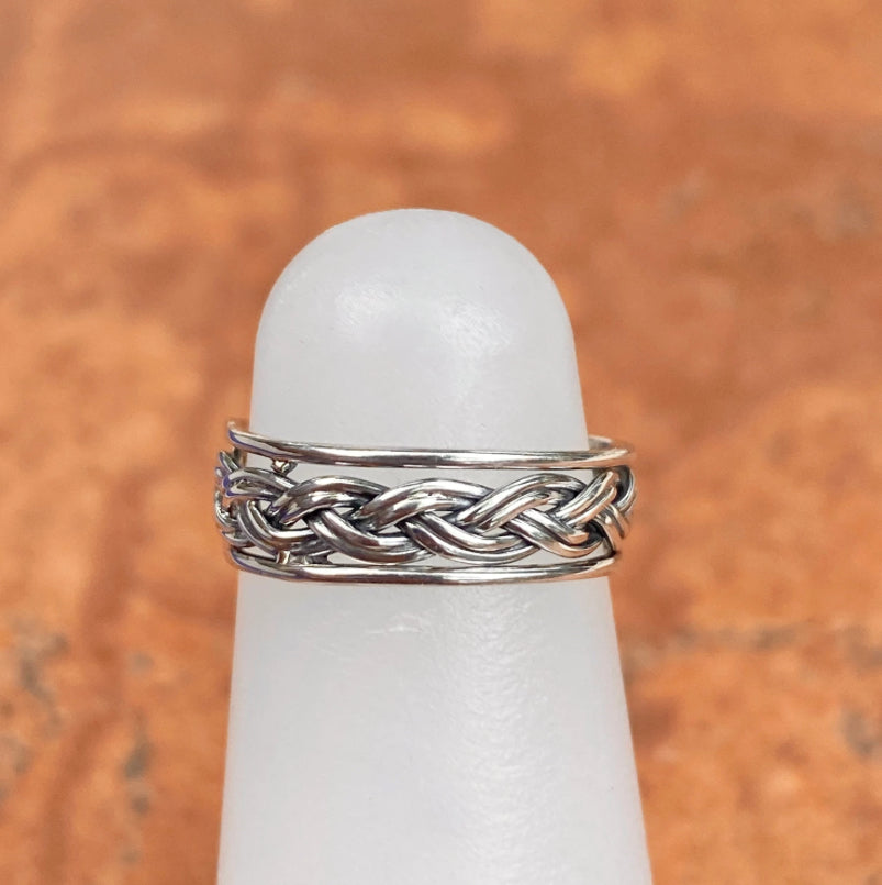 Sterling Silver Antiqued Weave Twist Design Band Toe Ring