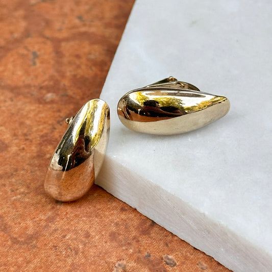 Estate Yellow Gold-Tone Omega Back Earrings