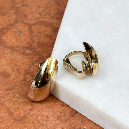 Estate Yellow Gold-Tone Omega Back Earrings