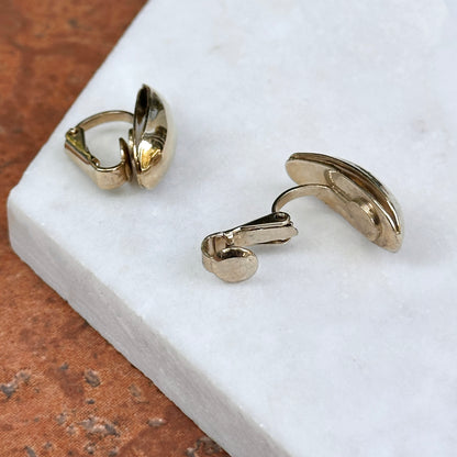 Estate Yellow Gold-Tone Omega Back Earrings