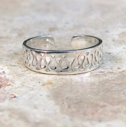 Sterling Silver Weave Design Band Toe Ring