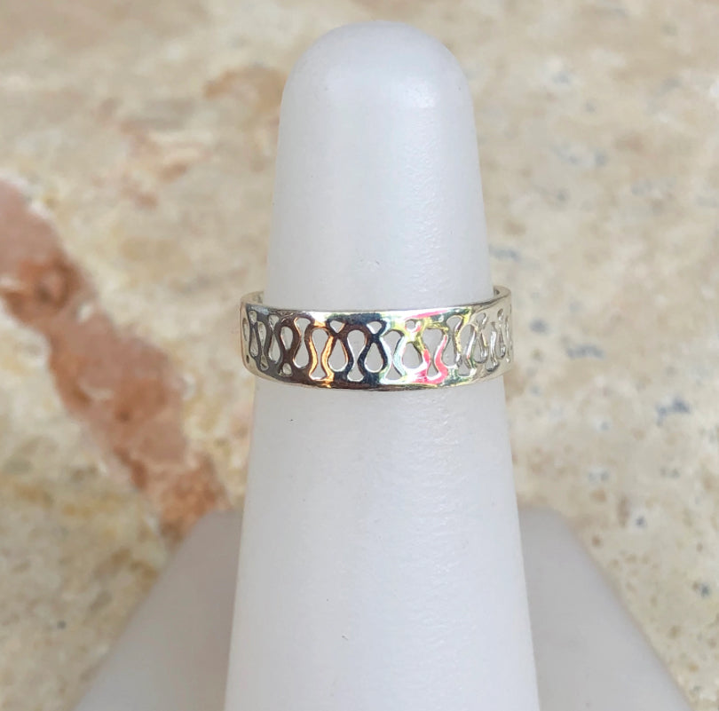 Sterling Silver Weave Design Band Toe Ring