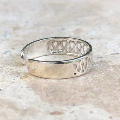 Sterling Silver Weave Design Band Toe Ring