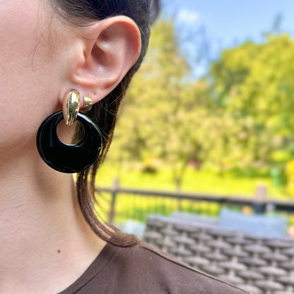 Estate Yellow Gold-Tone Omega Back Earrings