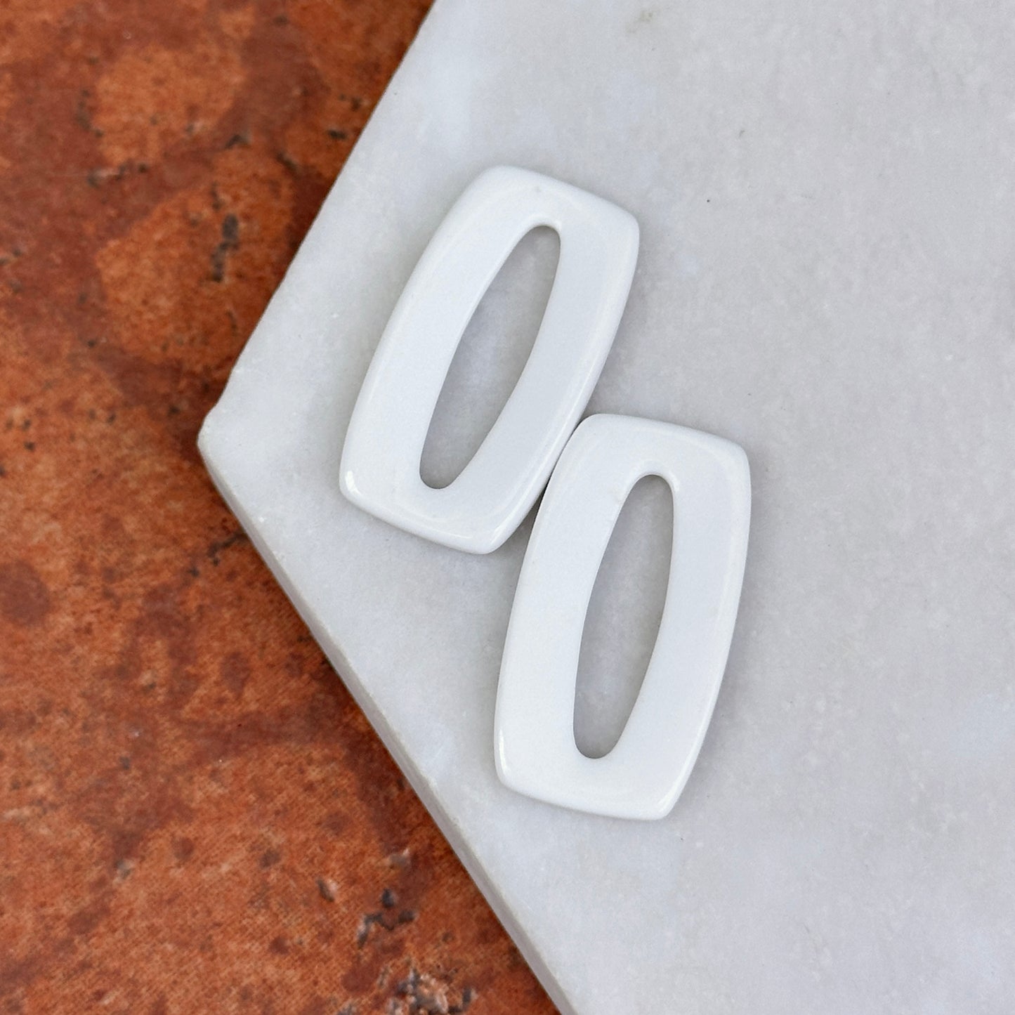 Estate White Agate Rectangle Earring Charms