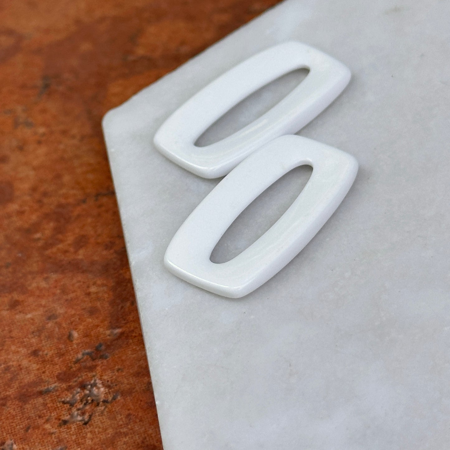 Estate White Agate Rectangle Earring Charms