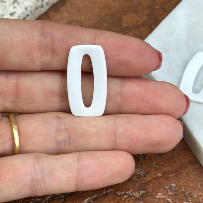 Estate White Agate Rectangle Earring Charms