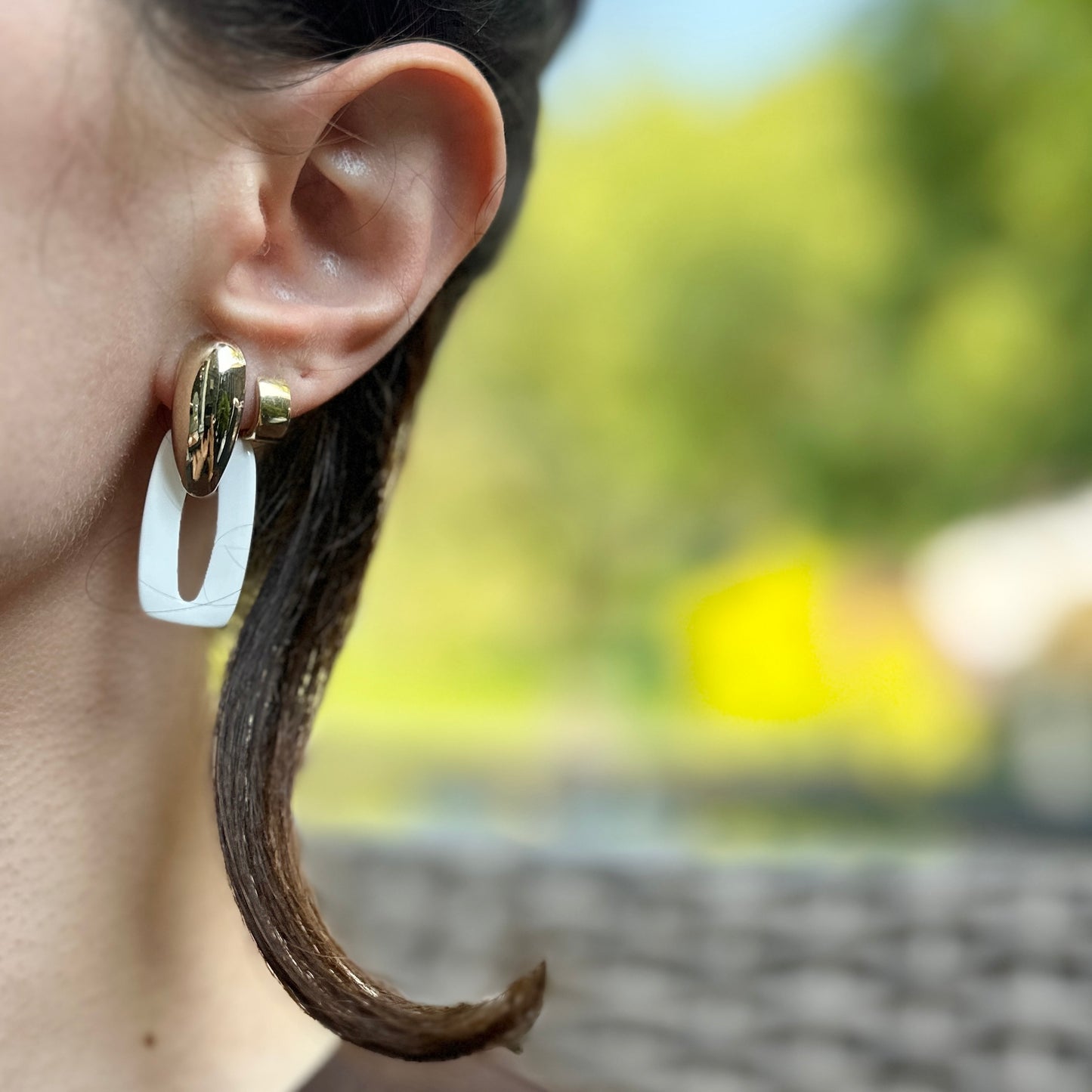 Estate White Agate Rectangle Earring Charms