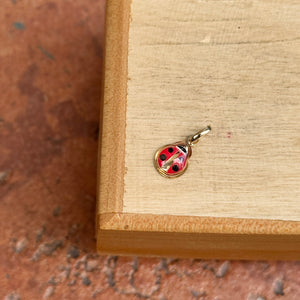 14KT Yellow Gold Red Enamel Mini Ladybug Pendant Charm 8mm