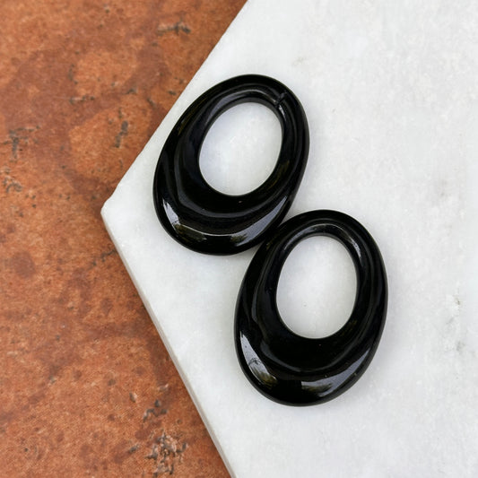 Vintage Black Onyx Oval Earring Charms