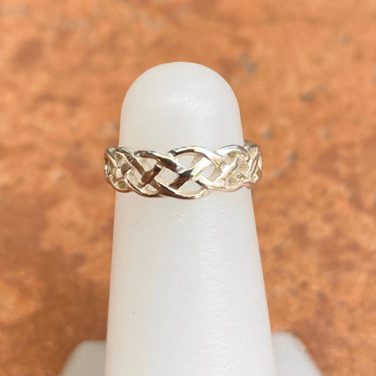 Sterling Silver Shiny Polished Celtic Knot Weave Design Band Toe Ring