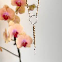 Load image into Gallery viewer, 10KT White Gold + Yellow Gold Circle Link Lariat Necklace