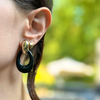 Vintage Black Onyx Oval Earring Charms