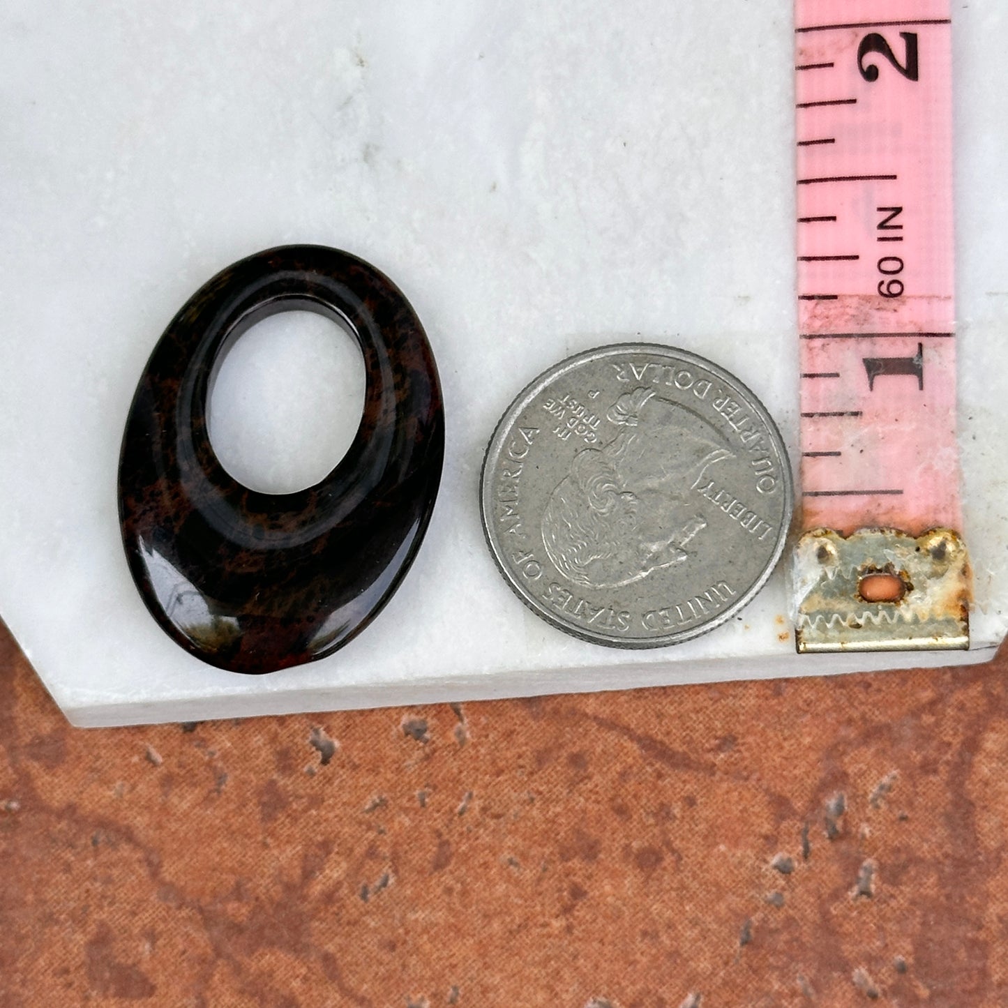 Vintage Brown Black Jasper Oval Earring Charms