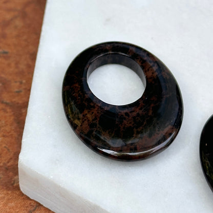 Vintage Brown Black Jasper Oval Earring Charms