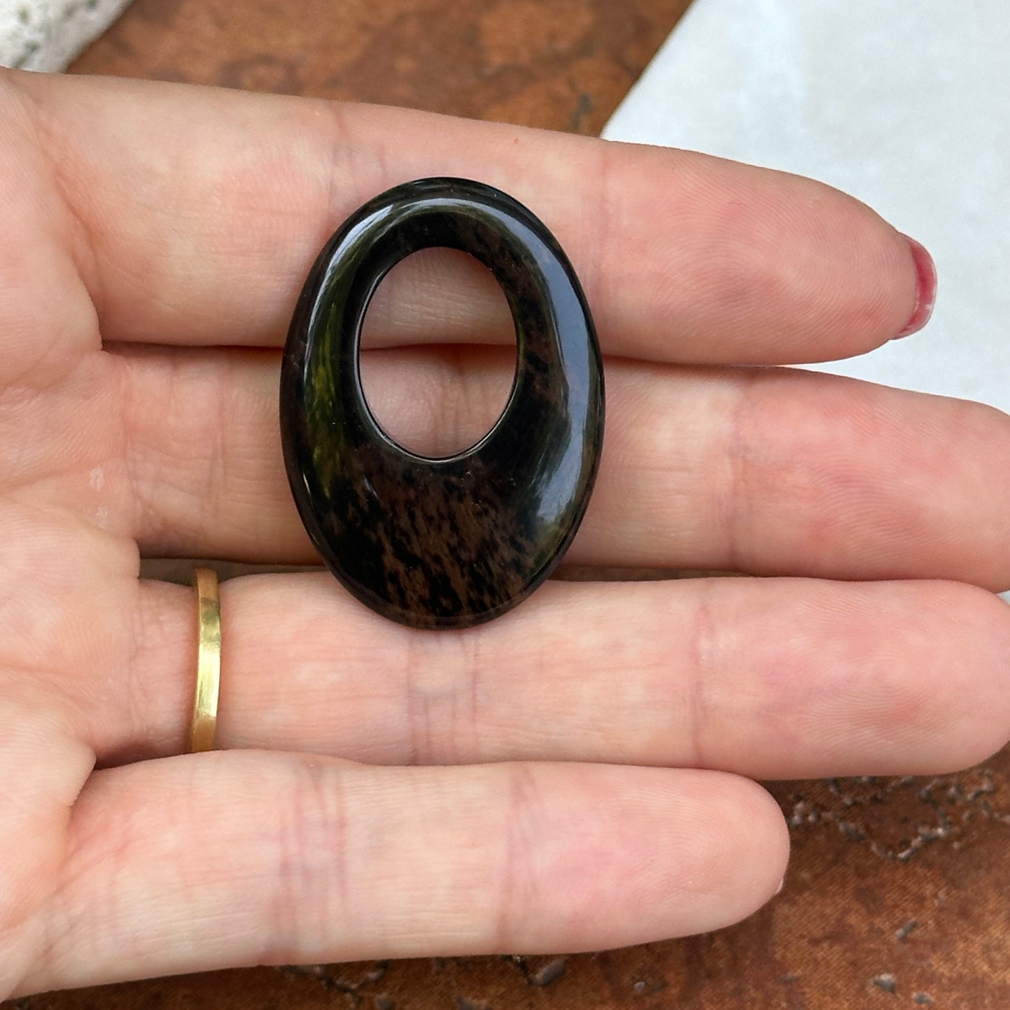 Vintage Brown Black Jasper Oval Earring Charms