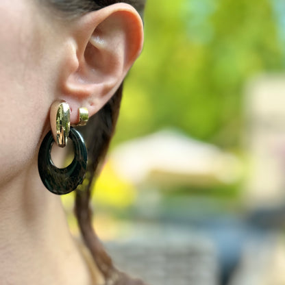 Vintage Brown Black Jasper Oval Earring Charms