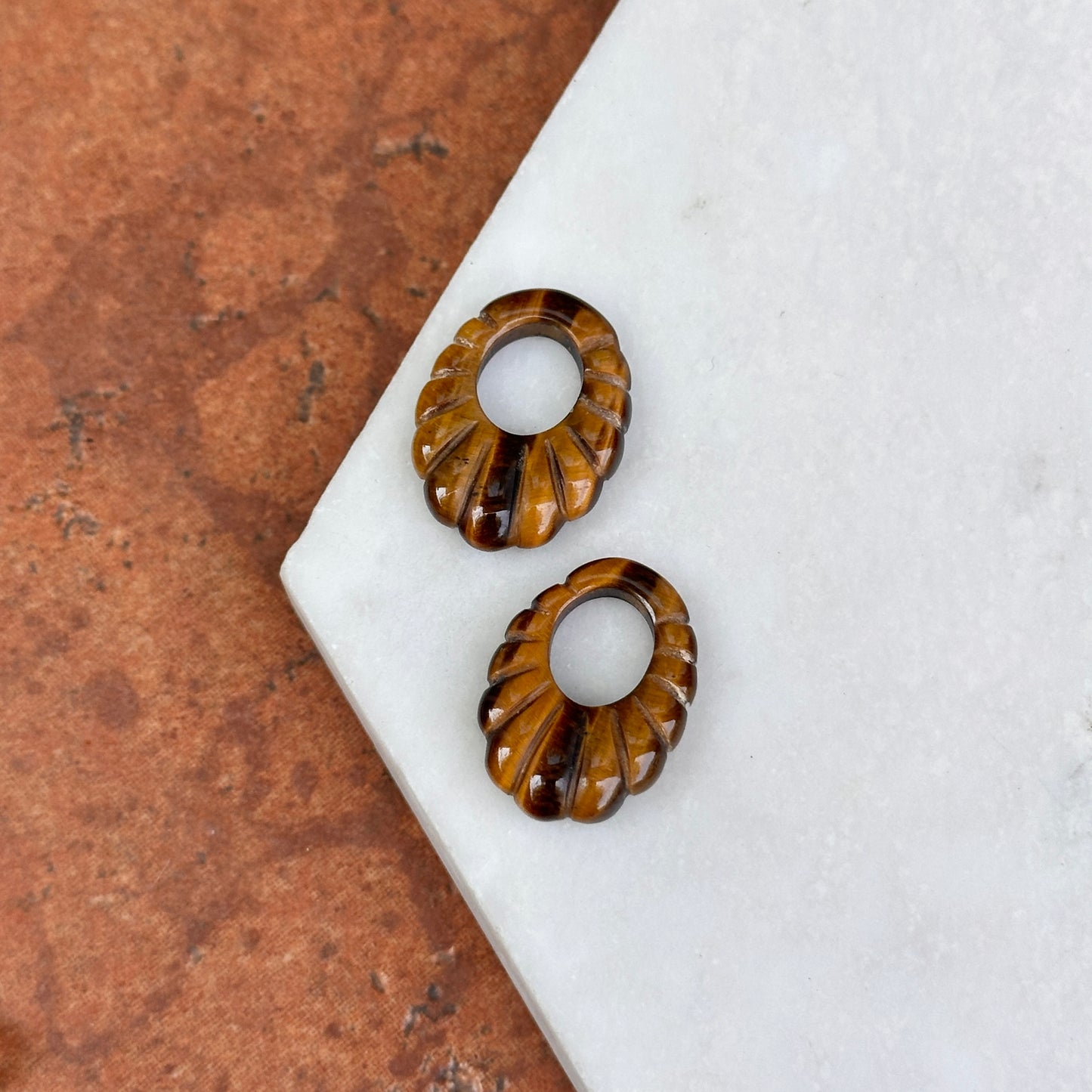 Tiger Eye Oval Fluted Earring Charms