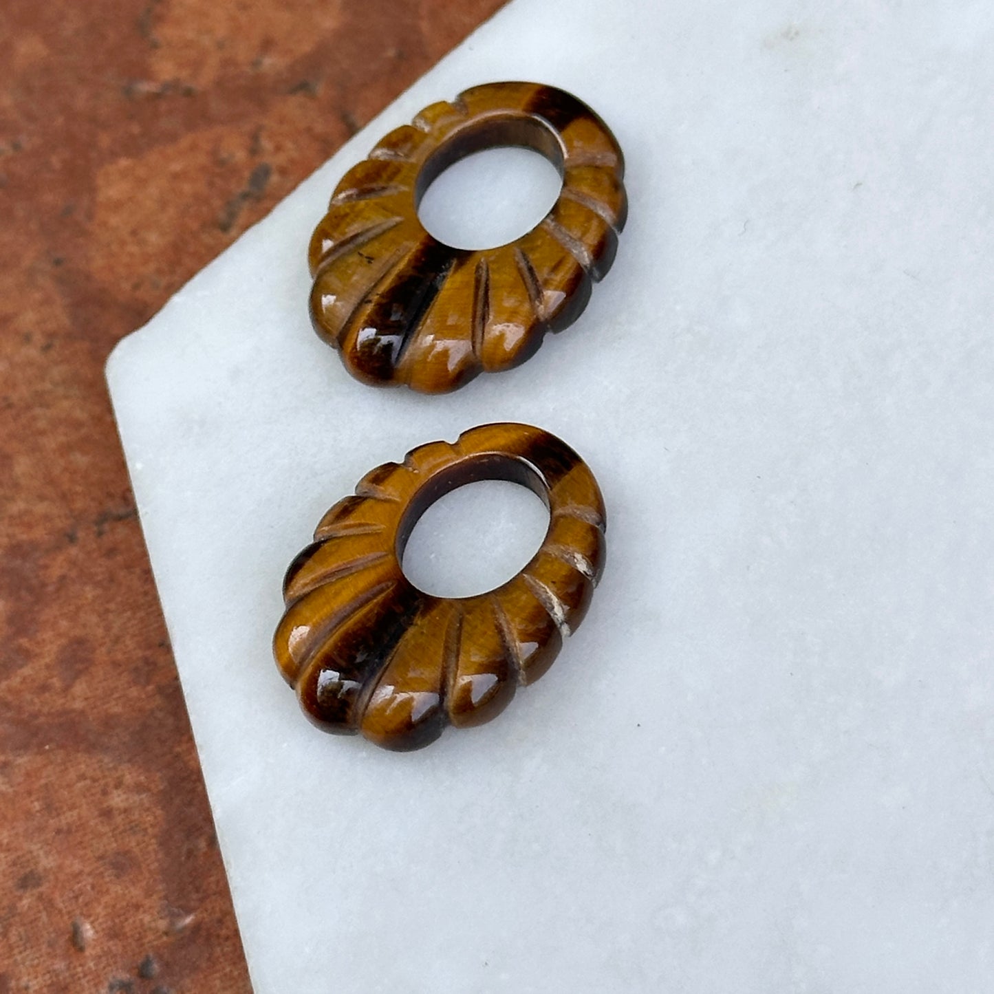 Tiger Eye Oval Fluted Earring Charms