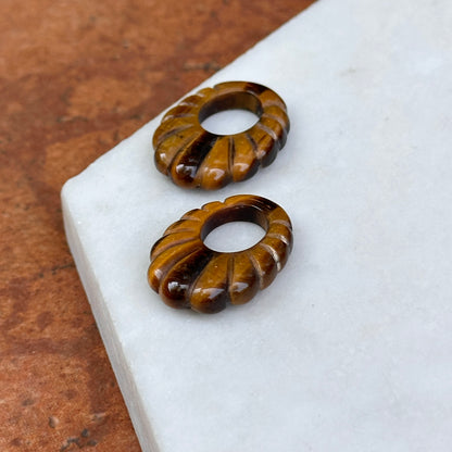Tiger Eye Oval Fluted Earring Charms