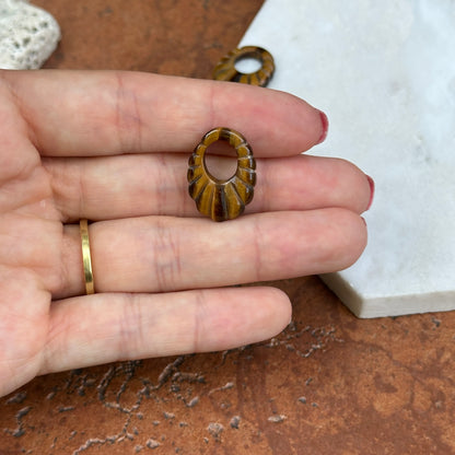 Tiger Eye Oval Fluted Earring Charms