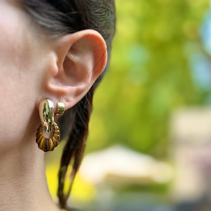 Tiger Eye Oval Fluted Earring Charms